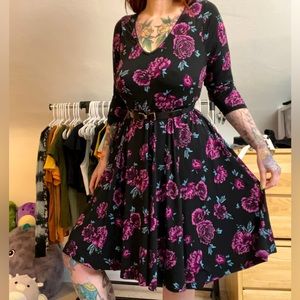 Torrid Long Sleeve Floral Skater Dress